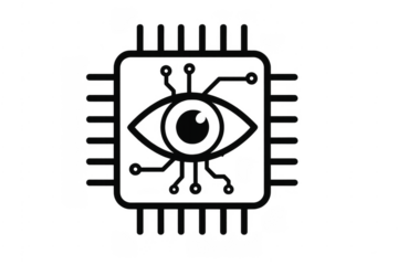 Artificial intelligence eye on microchip processing data