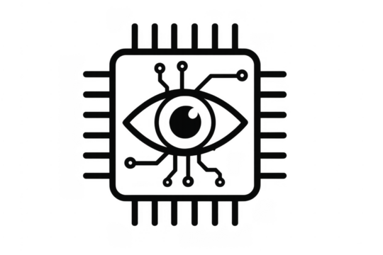 Artificial intelligence eye on microchip processing data