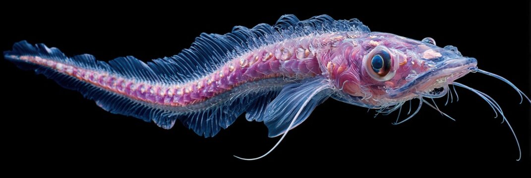 Majestic Giant Oarfish: A Rare Ocean Creature Isolated Against a Deep Black Backdrop