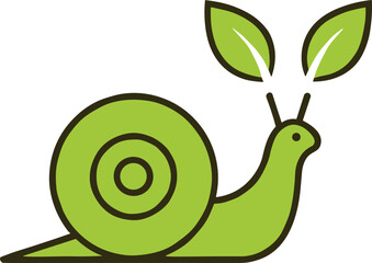 Minimalist green snail logo with leaf antennae representing organic gardening, slow living, and eco friendly nature design concepts. © Moksedul Creative