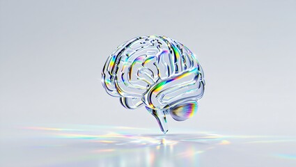 Abstract crystal brain with rainbow refractions