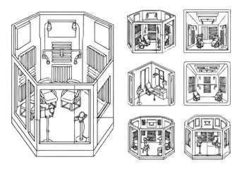 Isometric Room Layouts and Interior Design Concepts Collection furniture icons interior design architecture