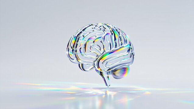 Abstract crystal brain with rainbow refractions - Powered by Adobe