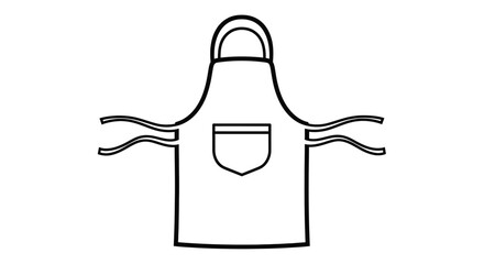 Simple outline icon of a classic kitchen apron with a chest pocket and ties