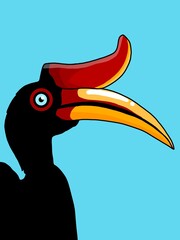 Obraz premium illustration of a cartoon hornbill 