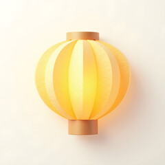 3D Mini Cute Icon of a Paper Lantern in Soft Yellow with Subtle Texture on a Plain Background Representing Traditional Festive Lighting