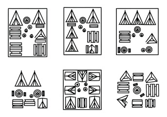 Abstract Geometric Shapes Arranged in Clean Vector Patterns furniture icons interior design architecture