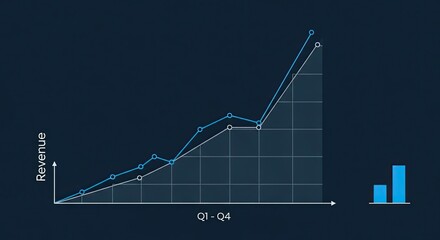 Dynamic revenue growth chart showing business performance improvement and positive trends for company success, indicating financial prosperity and a profitable future