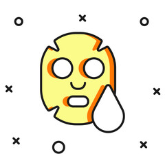 Filled outline Facial cosmetic mask icon isolated on white background. Cosmetology, medicine and health care. Flat filled outline style with shadow. Vector