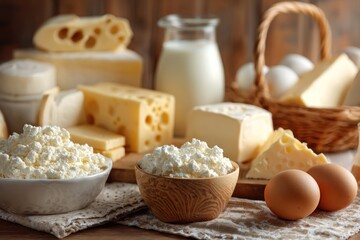 Dairy Delights - A Still Life of Milk, Cheese, and Eggs.