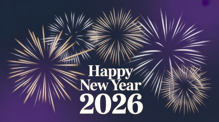 Greeting happy new year 2026 with burst of exploding fireworks celebration