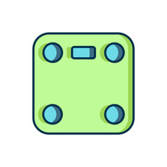 Filled outline Bathroom scales icon isolated on white background. Weight measure Equipment. Weight Scale fitness sport concept. Flat filled outline style with shadow. Vector