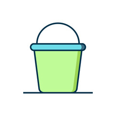 Filled outline Bucket icon isolated on white background. Flat filled outline style with shadow. Vector