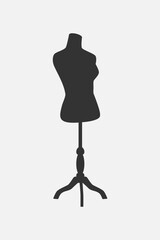 Clothing mannequin graphic icon. Female dummy for clothing isolated silhouette on white background. Vector illustration