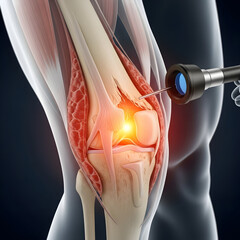 Examining Human Knee Joint with Endoscope Instrument