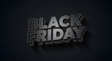 Bold metallic "BLACK FRIDAY" text pops against a dark, dramatic background—perfect for high-impact sale promotions.