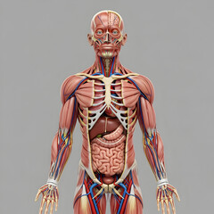 Studying Human Anatomy Showing Muscles, Veins and Organs