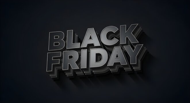 Bold metallic "BLACK FRIDAY" text pops against a dark, dramatic background&mdash;perfect for high-impact sale promotions.