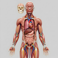 Human Anatomy Illustration with Muscles and Internal Organs