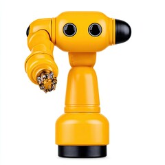 Yellow Industrial Robot Arm with Jointed Design for Automation Tasks  Isolated on white background