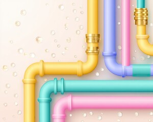 Colorful Pipe Systems with Decorative Elements and Bubble Effect  