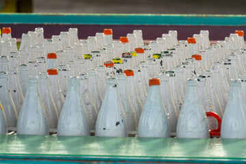 colorful plastic bottles on the table
