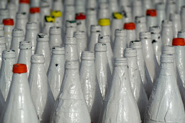 close up of plastic bottles