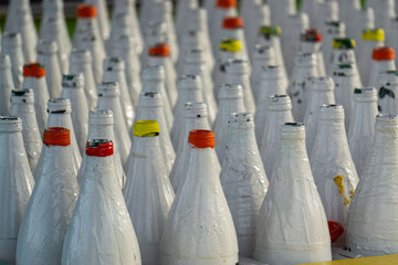 colorful plastic bottles