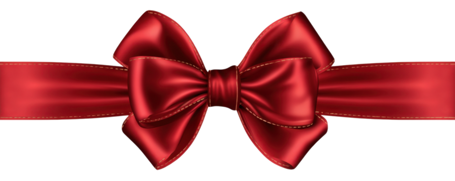 Elegant Red Ribbon Bow  isolated on transparent background , Perfect for Gifts, Decorations, and Creative Presentations in Various Celebratory Contexts