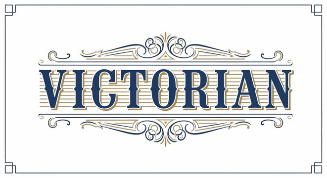 An elegant typographic emblem featuring intricate flourishes and ornate borders, inspired by classic Victorian-era design aesthetics