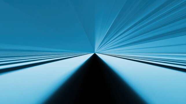 Abstract blue lines converging to a point