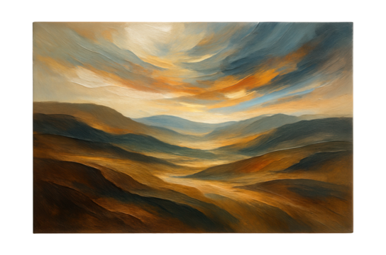 Abstract landscape artworks ideal for modern loft interiors.