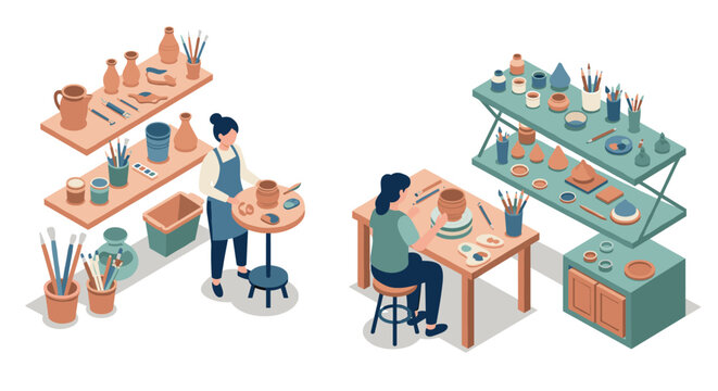 Creative pottery workshop: crafting art in a cozy studio setting