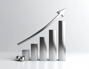 Metallic growth chart on a white background