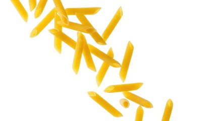 Fototapeta premium Falling french fries, potato fry isolated on white background, full depth of field