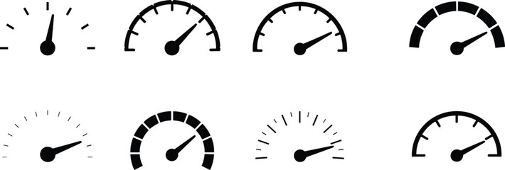 Speedometer and gauge icons in black and white dial