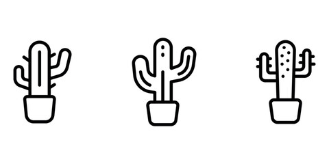 cactus outline or line icon design bundle.