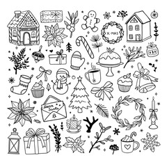 Big set of vector Christmas doodles