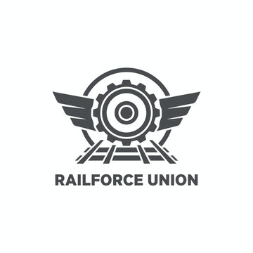 Railforce Union Railway Gear Wings Logo Design