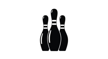 Three bowling pins icon vector illustration, tenpin alley game equipment symbol or graphic design element isolated. isolated on white background, Vector, illustration