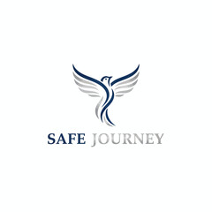 Abstract Flying Bird Phoenix Safe Journey and Freedom Logo