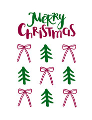 Cute Merry Christmas card template, vector illustration