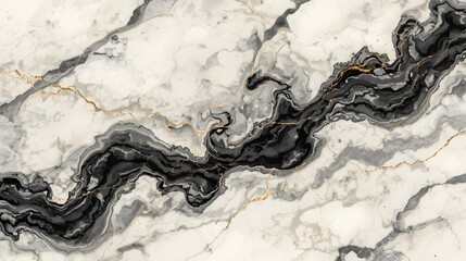 Luxurious black, white, and gold marble texture with elegant flowing mineral veins, creating a stunning abstract natural stone pattern background for sophisticated design projects