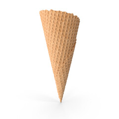 empty waffle ice cream cone on transparent background, PNG