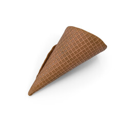 empty waffle ice cream cone, isolated on transparent background, 3D PNG