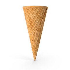 Empty Waffle Ice Cream Cone with Grid Pattern , transparent background, PNG