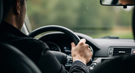 Driving on the open road a focused journey of freedom and control hands on the wheel embodying independence and the thrill of the drive modern transportation tech