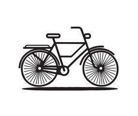 A simple line drawing of a bicycle, in vector art style. The design features simple lines, a white background.