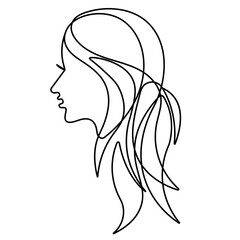 
Woman face portfolio, continuous one-line art drawing, minimalist vector illustration 
