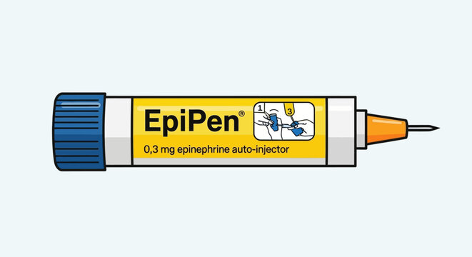 Epipen epinephrine autoinjector for emergency allergy treatment, isolated on